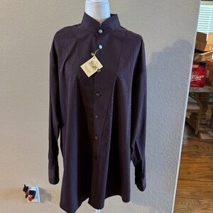 Stubbs Western Black Shadow Size XL Banded Collar Long Sleeve Shirt